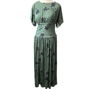 Alexa Admor Luna Dolman Sleeve Maxi Dress In Sage Floral Green Floral Women's XS